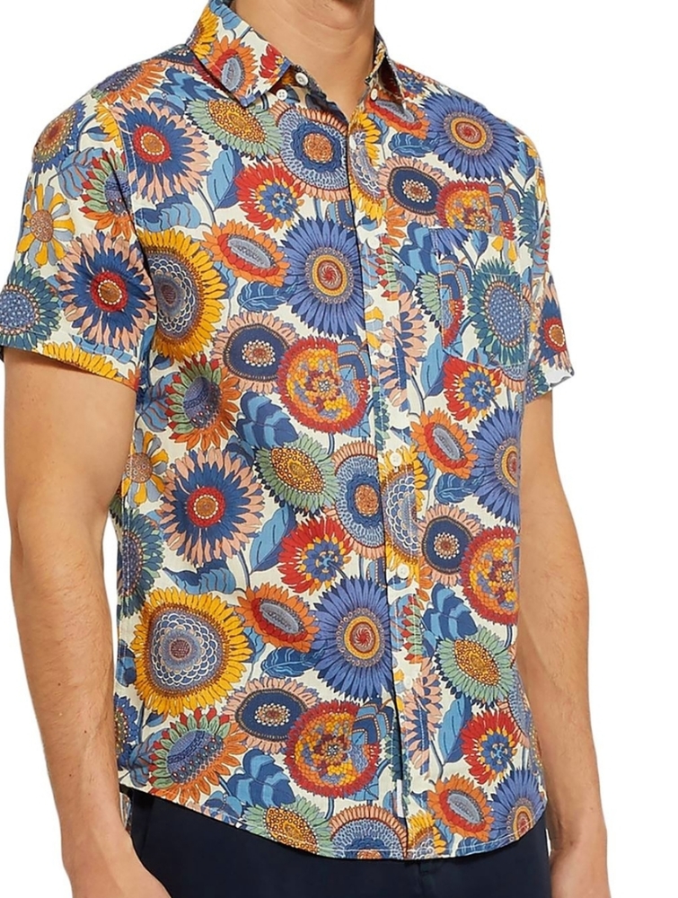 Onia printed button down short sleeve shirt